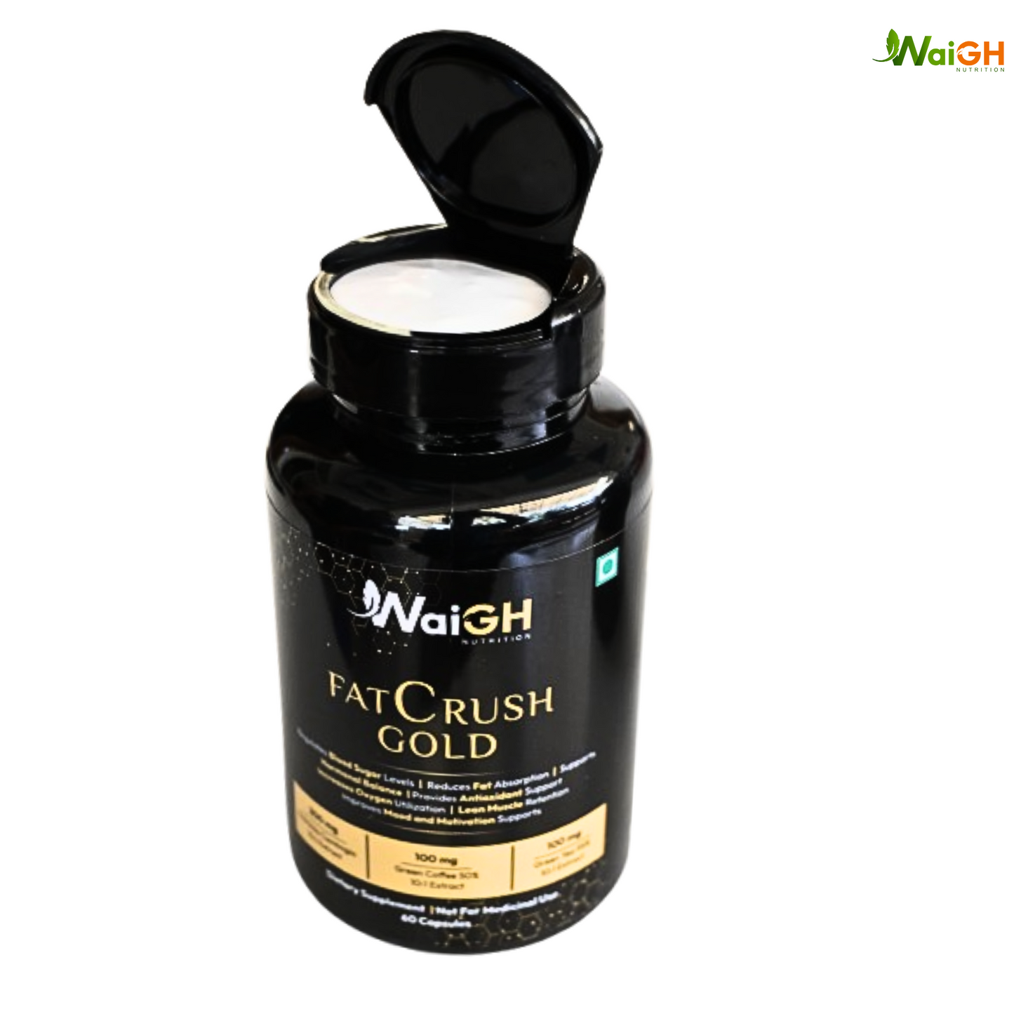 Fatcrush Gold- A Natural Fat Burner | Fat Burner for Weight Loss for Women and Men | Weight Loss Supplement Capsules | Weight Management | Helps Convert Fat into Energy Supplement (60 Capsules)