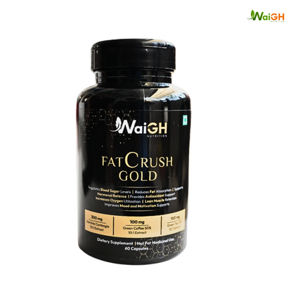 Fatcrush Gold- A Natural Fat Burner | Fat Burner for Weight Loss for Women and Men | Weight Loss Supplement Capsules | Weight Management | Helps Convert Fat into Energy Supplement (60 Capsules)